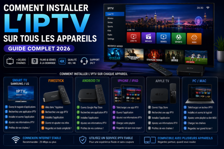 Comment installer IPTV sur tous les appareils : Smart TV, Firestick, Android TV, iPhone, Apple TV et PC