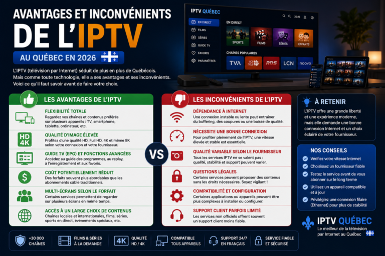 Avantages de l’IPTV au Québec en 2026 – comparaison des avantages et inconvénients IPTV