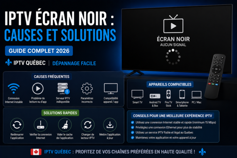 IPTV écran noir – causes et solutions de dépannage IPTV Québec 2026