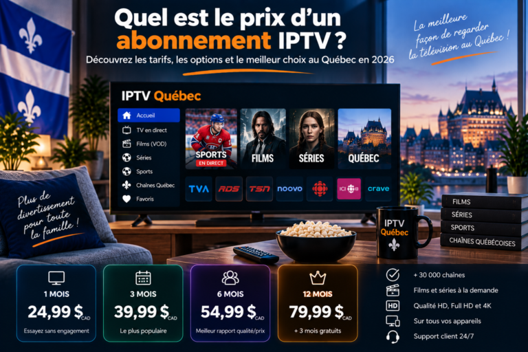 prix d’un abonnement IPTV Québec en 2026 – tarifs et forfaits IPTV